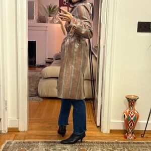 LAFaire Los Angeles Metallic Snakeskin Trench Coat Belted - Medium